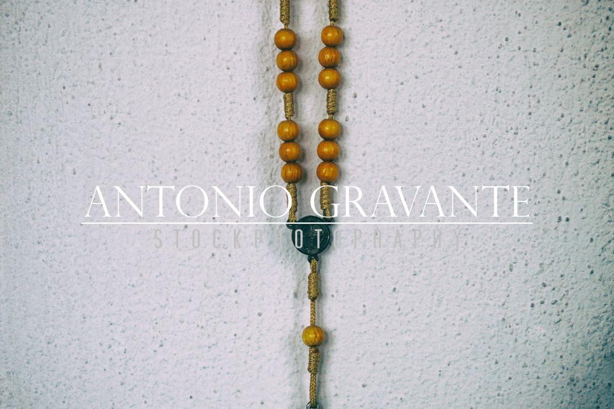 Rosary Hanging on the Wall with Grunge Filter and Vignetting