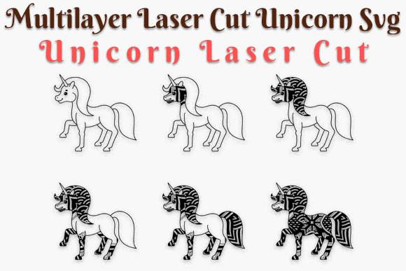 Multilayer Laser Cut Unicorn SVG