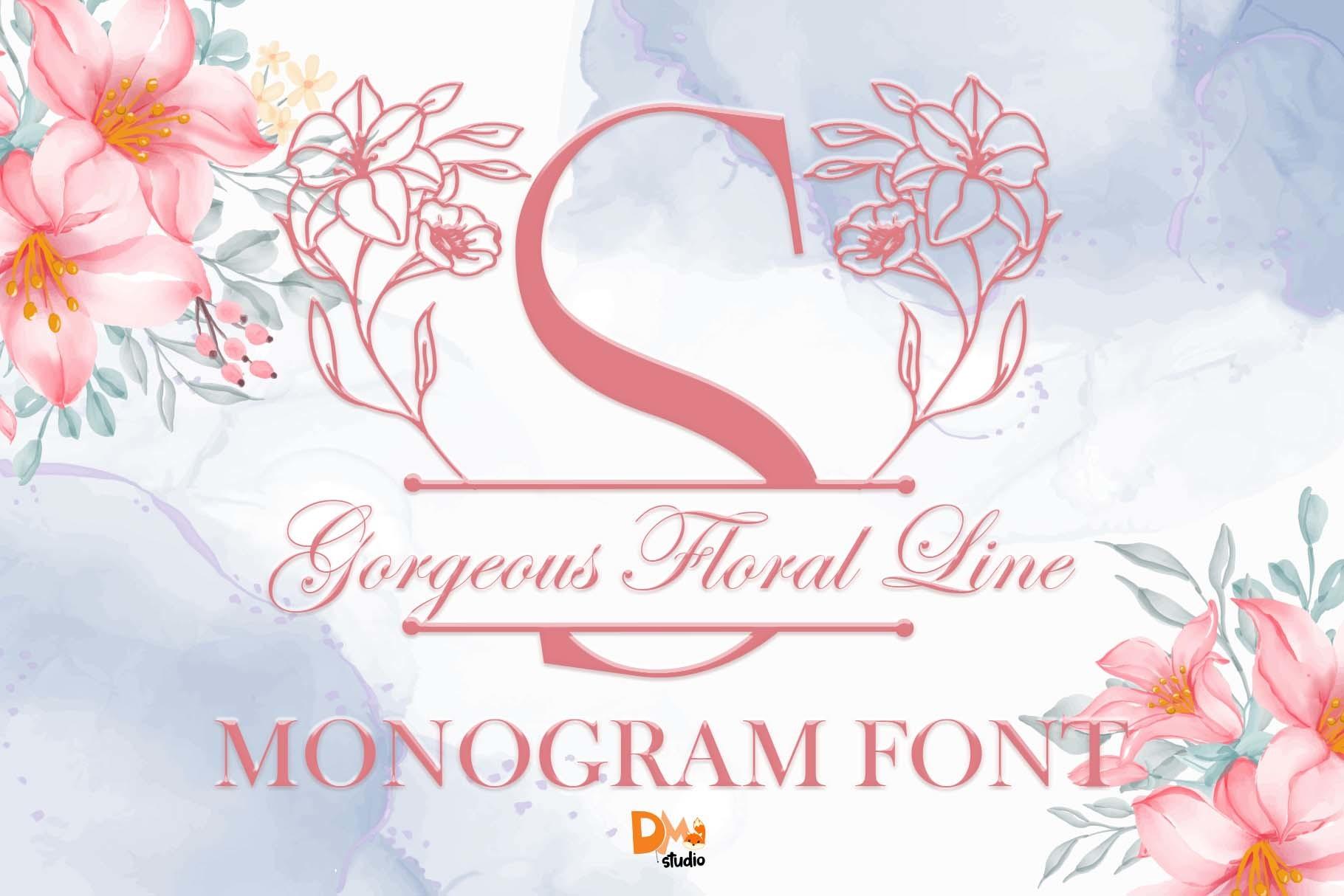 Gorgeous Floral Line Monogram Font