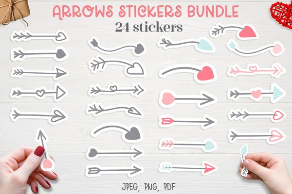 24 Arrows Printable Stickers Bundle.