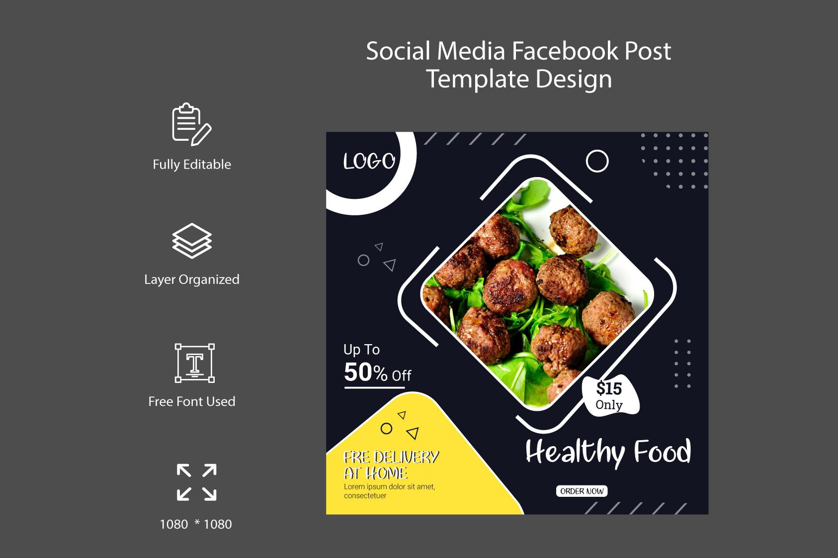 Food Social Media Post Template Design