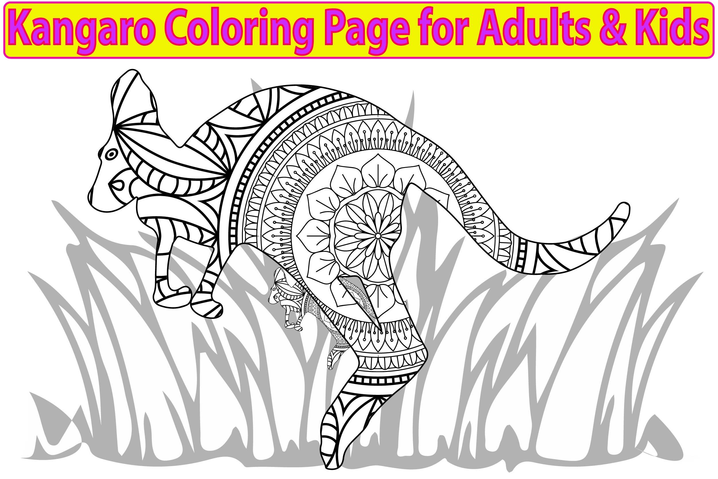Kangaroo Coloring Page for Adults & Kids