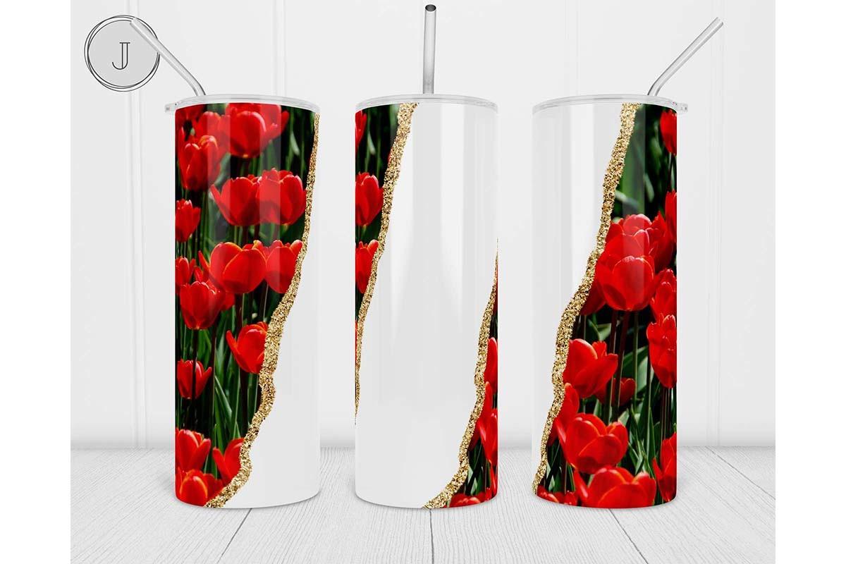 20oz Red Tulip Tumbler Add Your Text