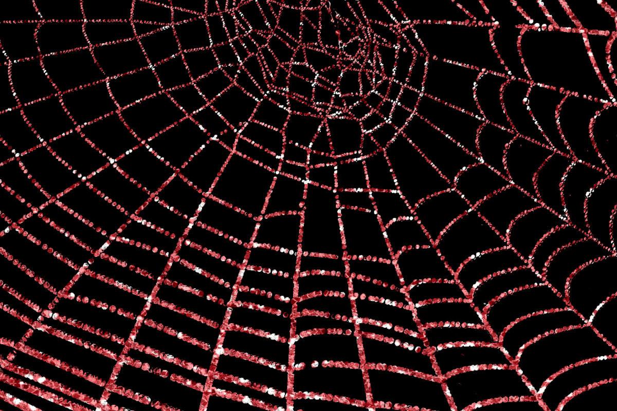 Glittering Red Spider Web