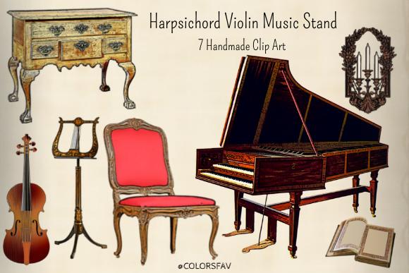 Harpsichord Violin Music Stand Clipart