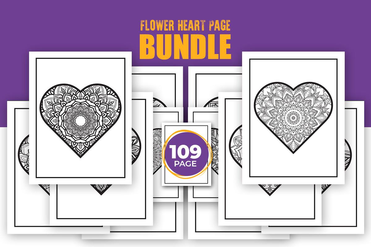 100+Flowers Heart Coloring Pages Bundle