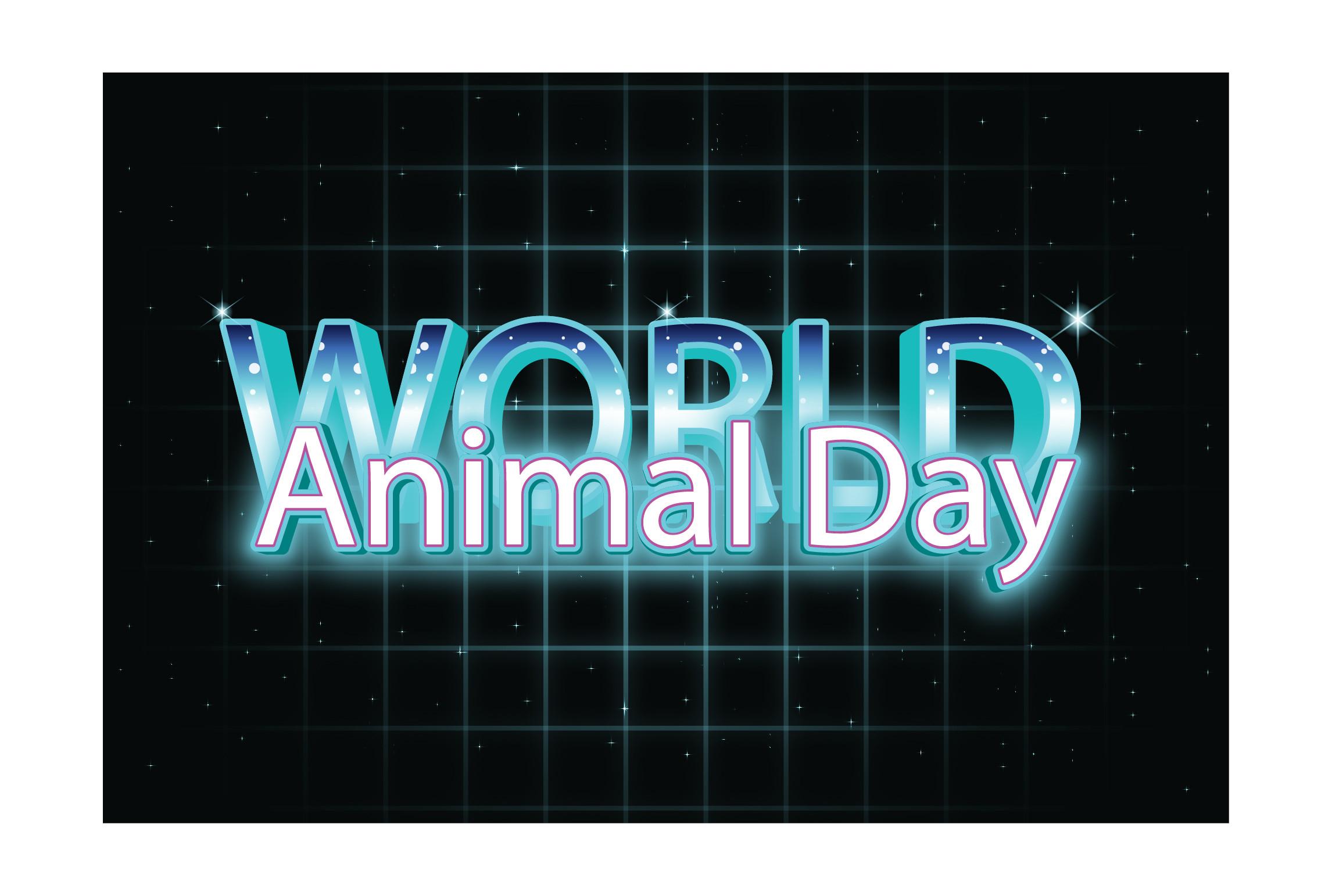 World Animal Day Text Effect Retro Desig