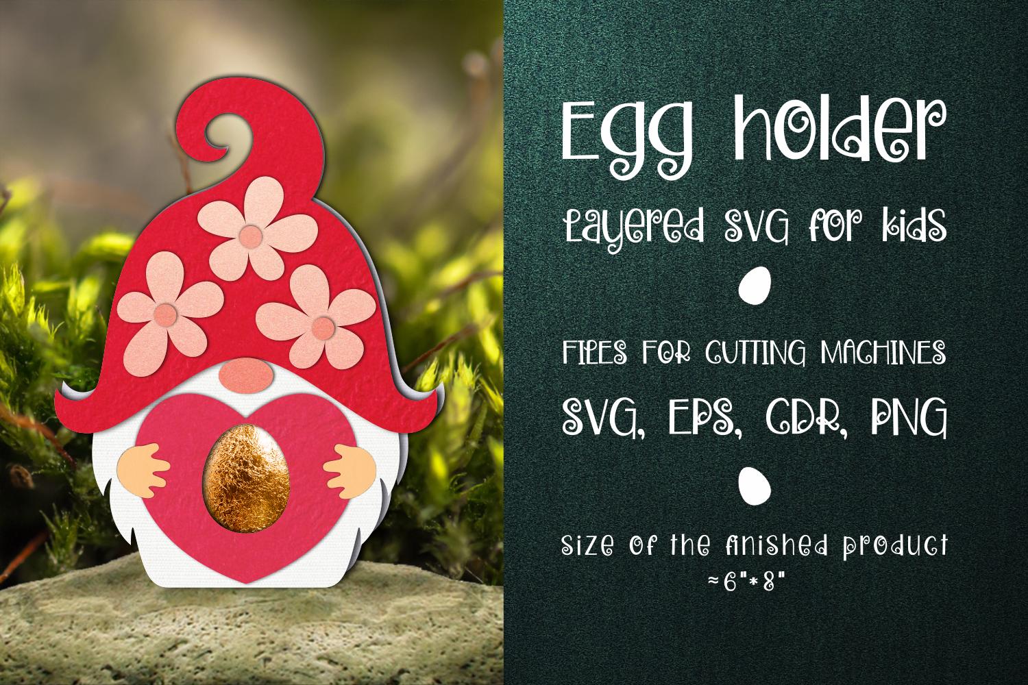 Gnome and Heart Egg Holder Template SVG