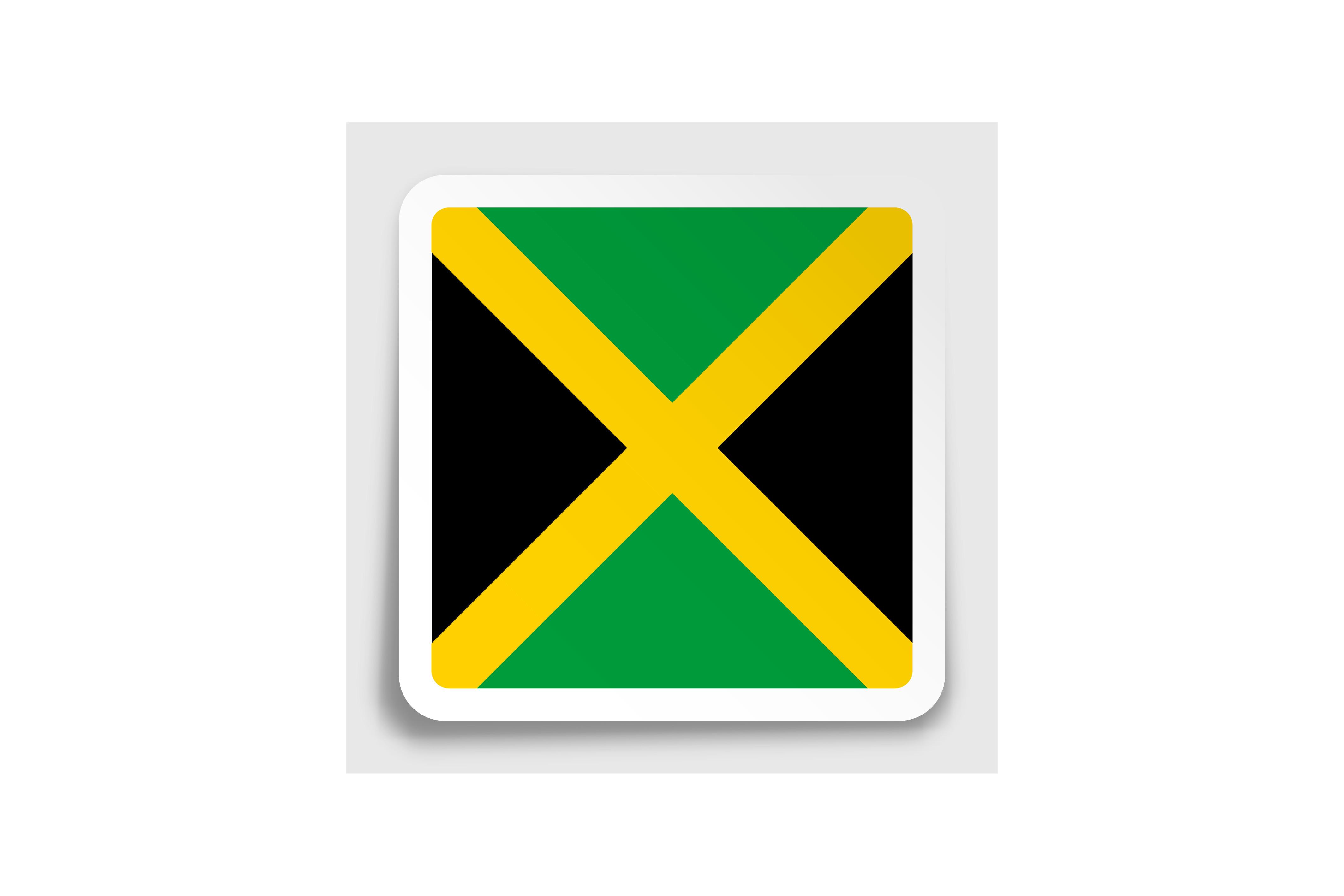 JAMAICA Flag Icon on Paper Square Sticke