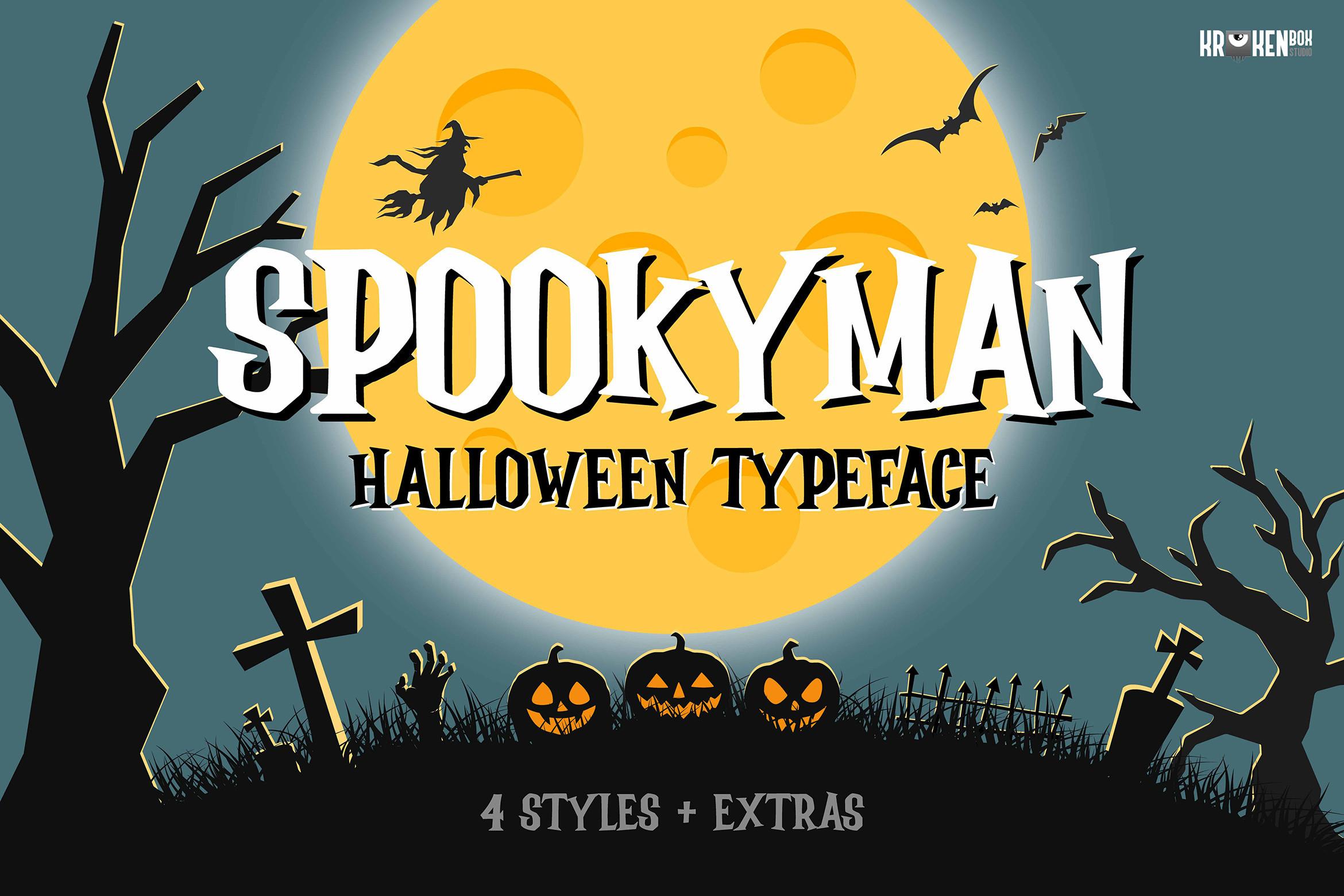 Spookyman - Halloween Typeface + Extras Font