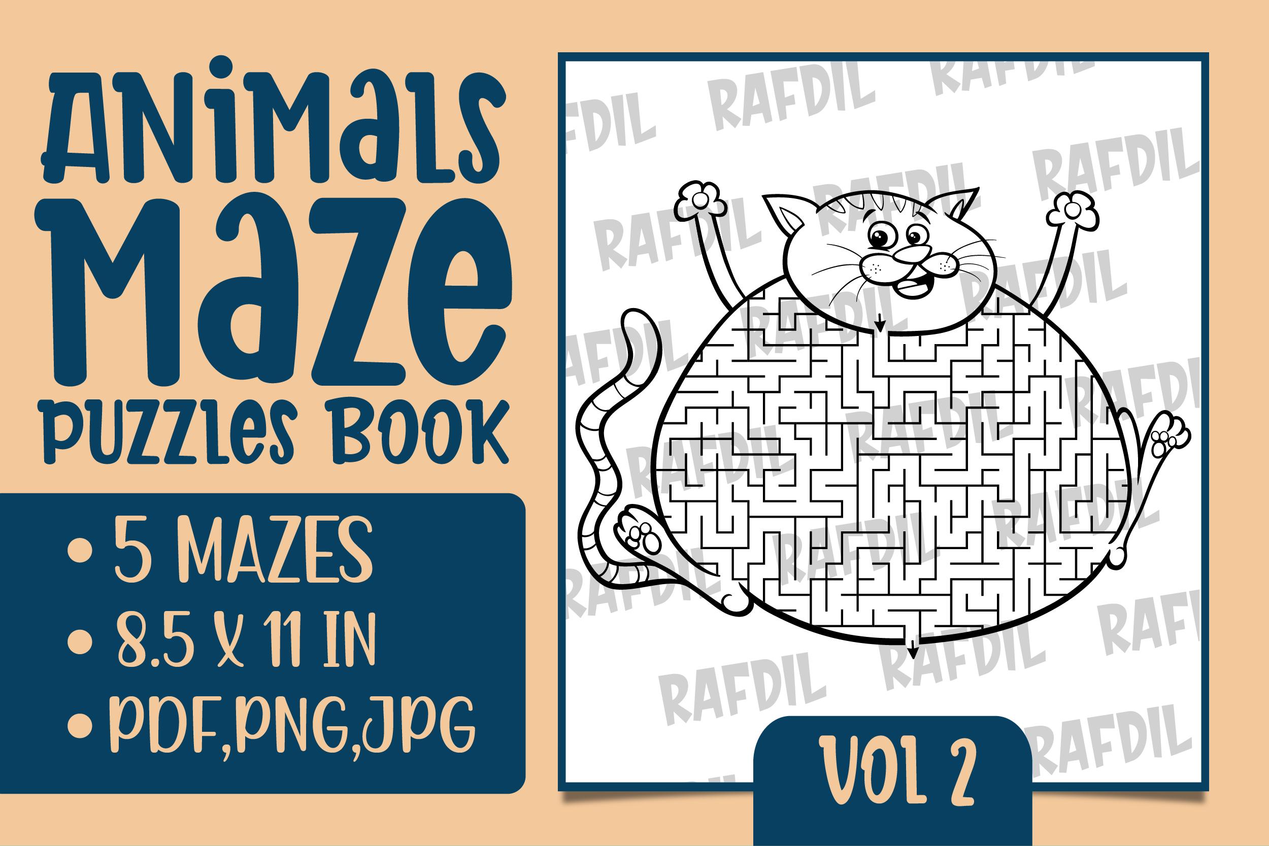 5 Animals Maze Puzzles Book Vol - 2