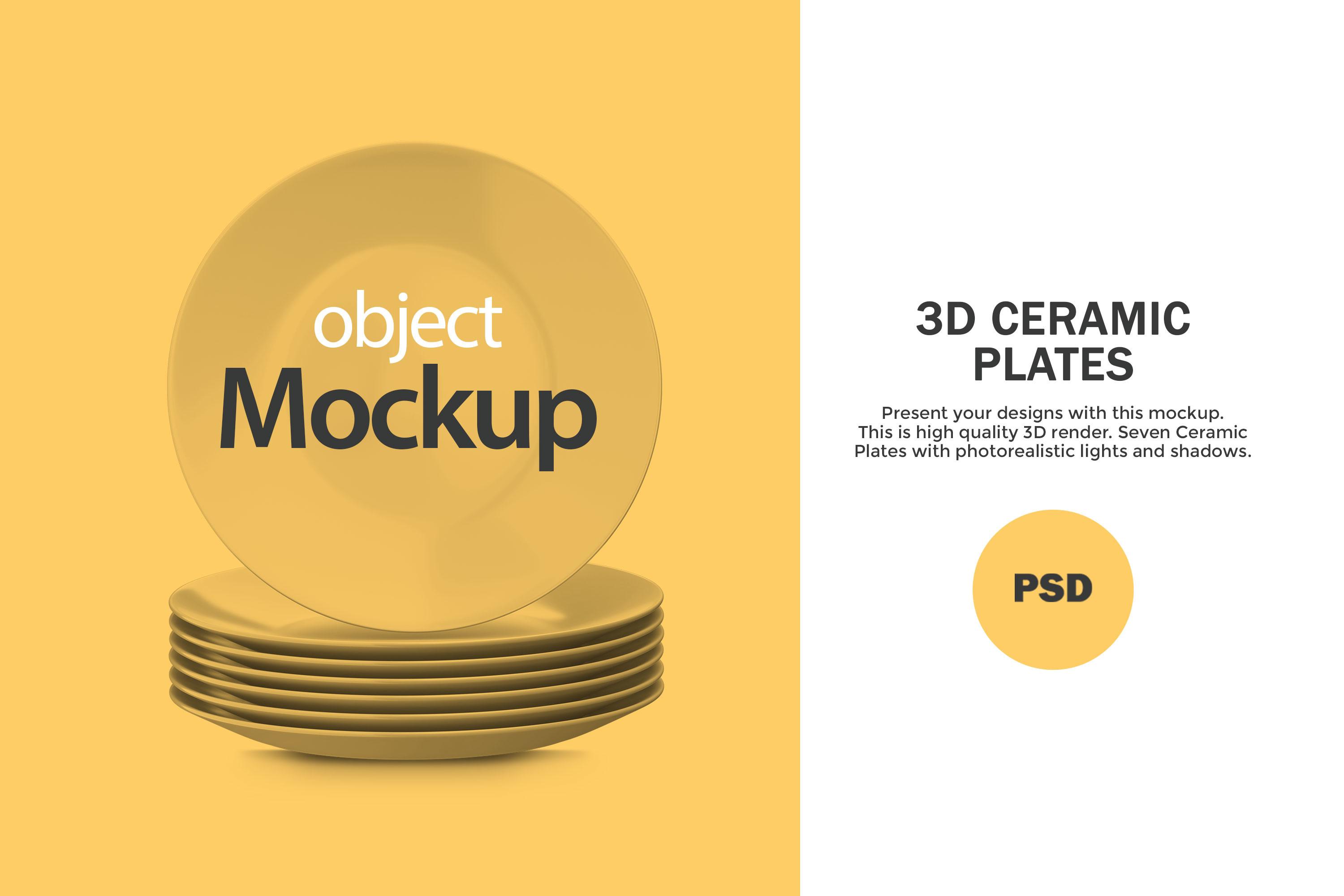 3D Ceramic Plates -PSD Mockup