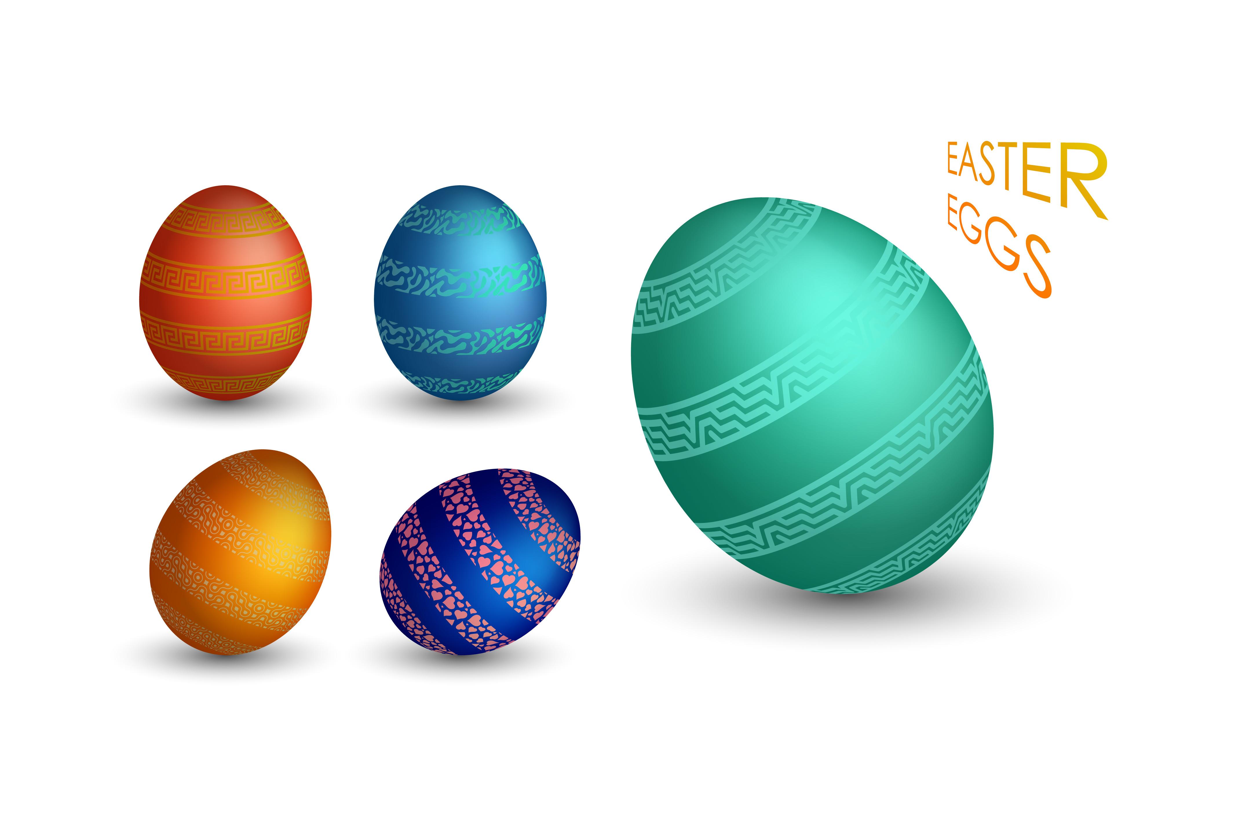 Festive Set of Easter Eggs. Realistic Pe