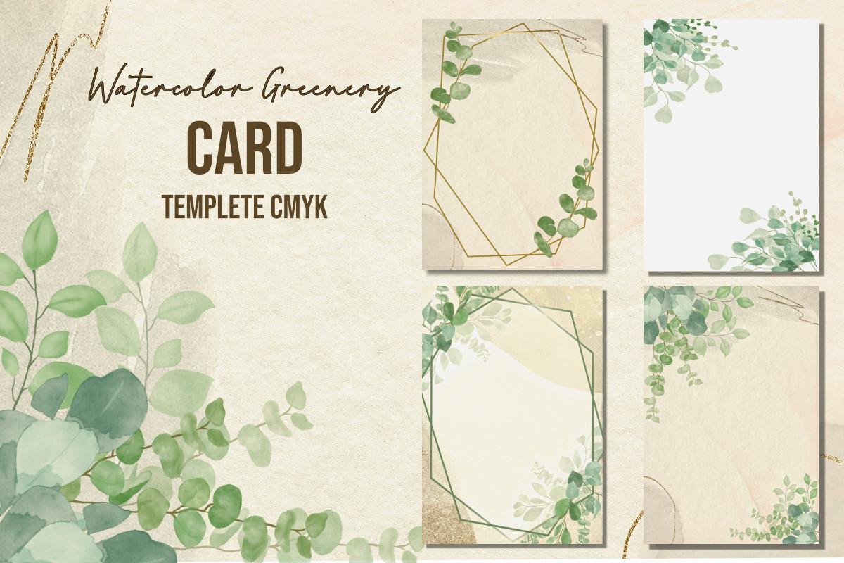 Watercolor Greenery Cards Templates CMYK