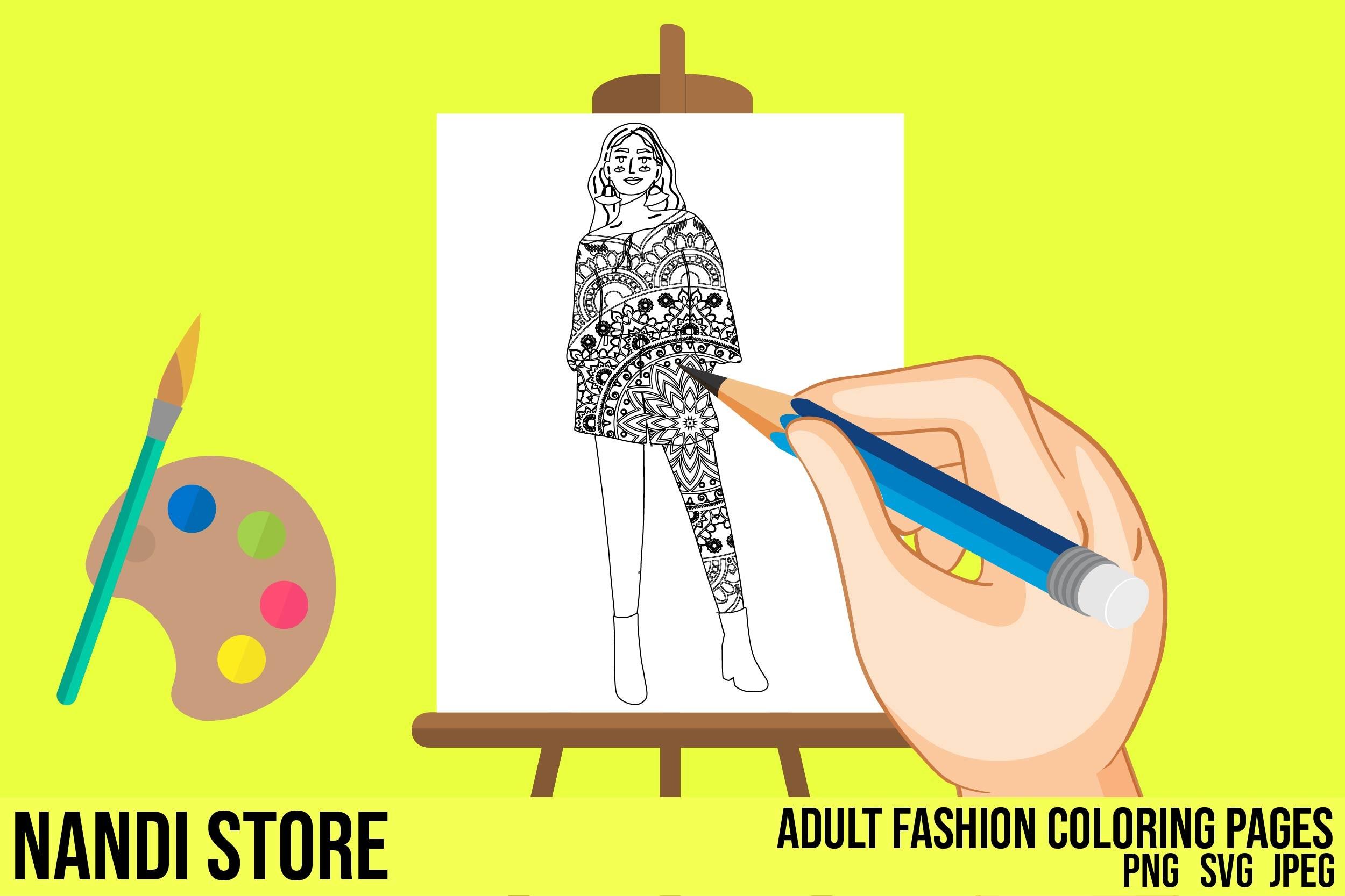 ADULT FASHION GIRL KDP COLORING PAGE