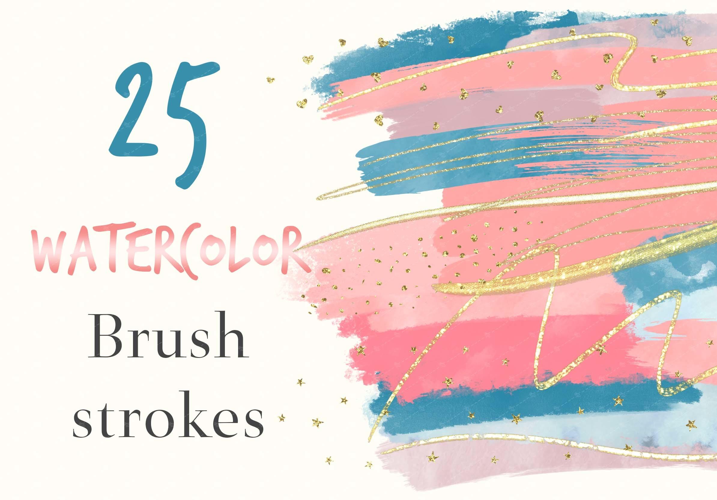 Watercolor Brush Strokes in Summer Color