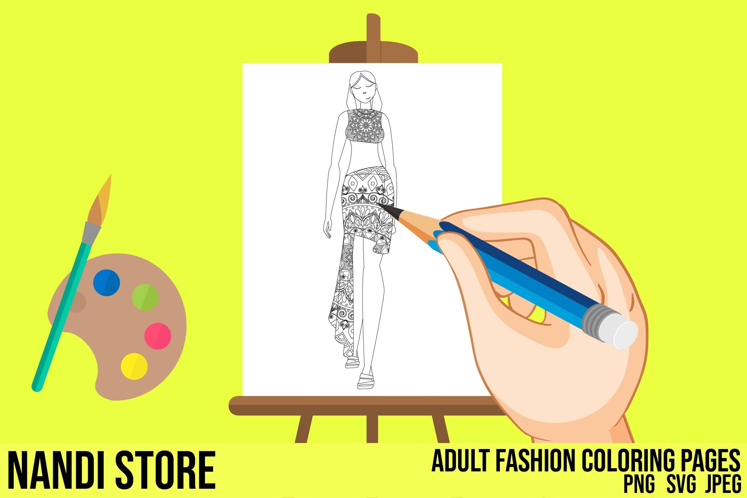 ADULT FASHION GIRL KDP COLORING PAGE