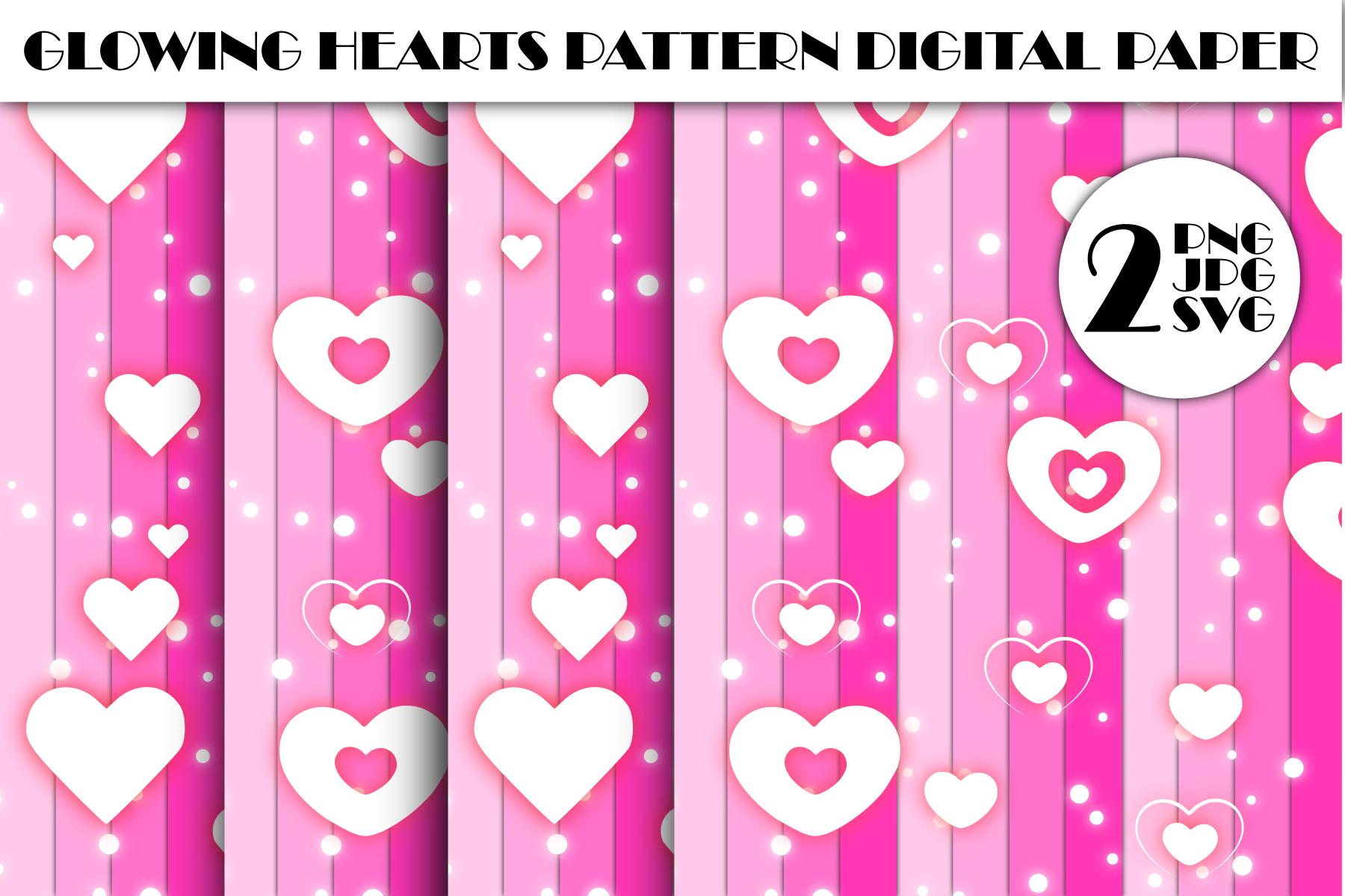 Glowing Hearts Pattern Digital Paper