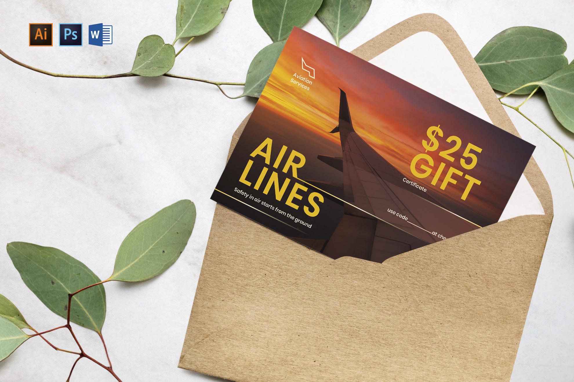 Airlines Aviation Gift Certificate