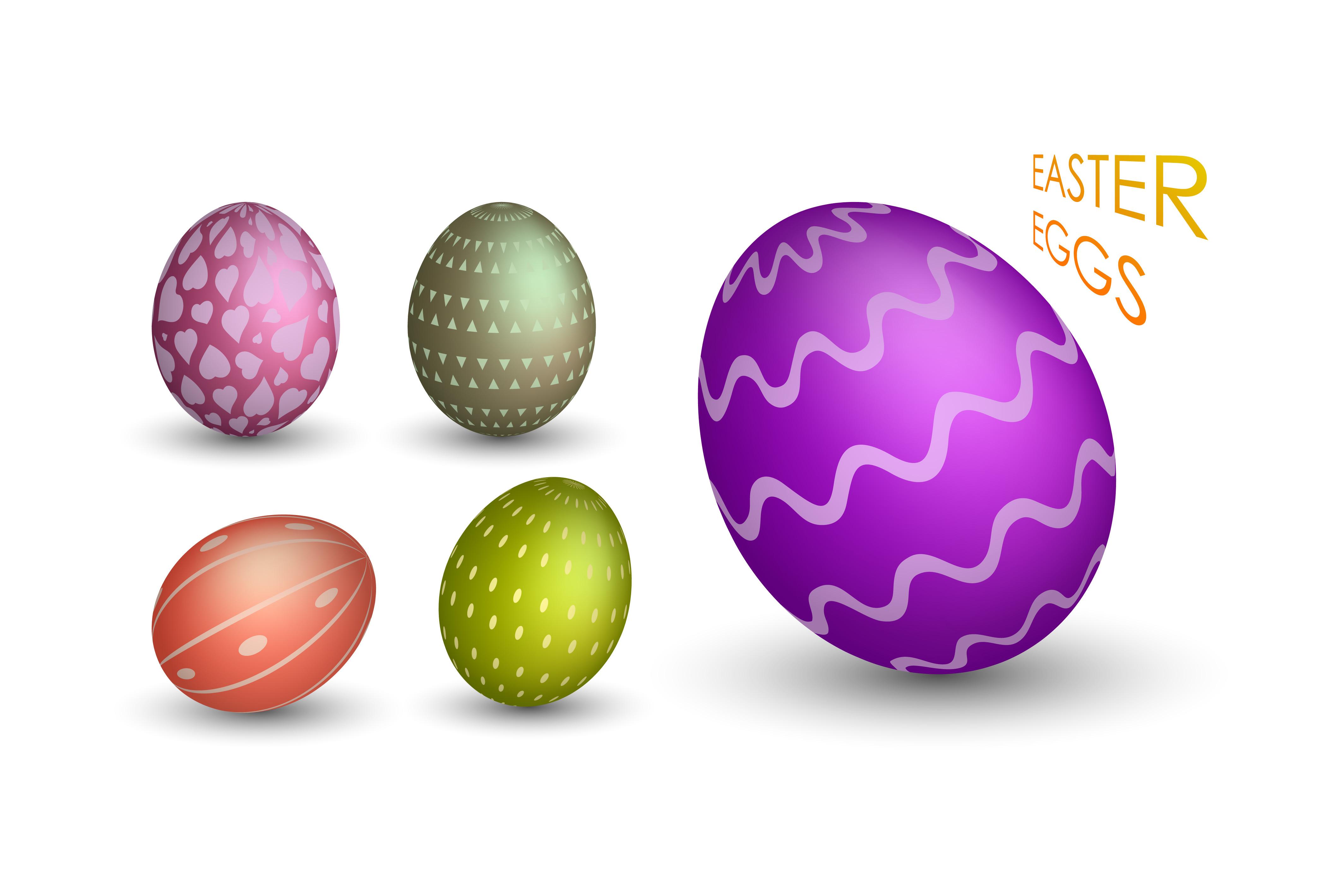 Festive Set of Easter Eggs. Realistic Mo