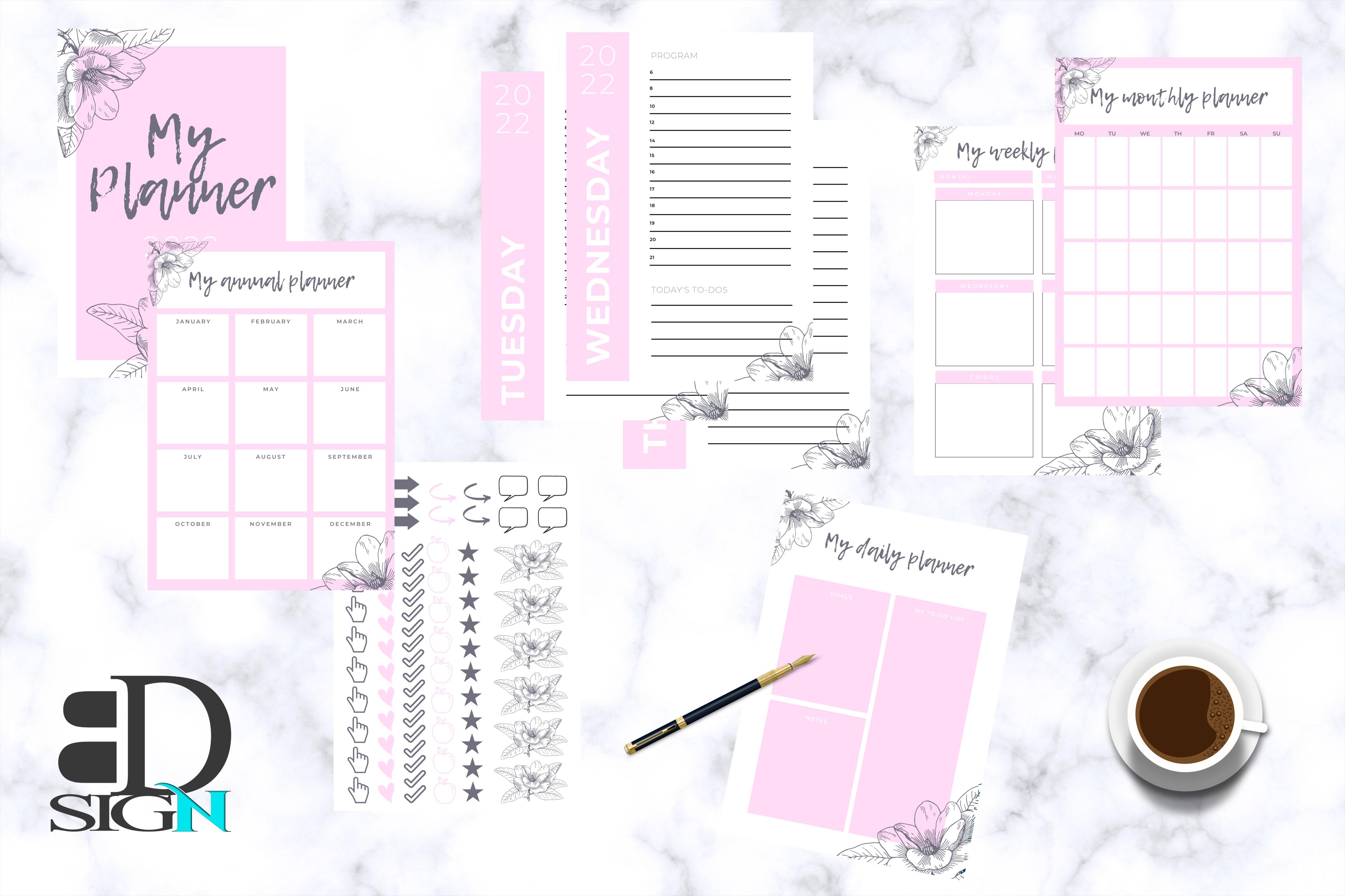 Light Pink and Flowery Planner 2022