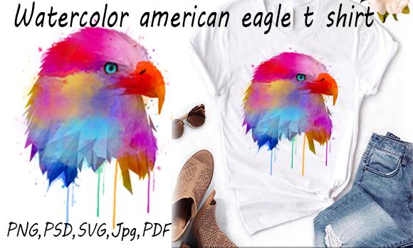 Watercolor American Eagle T Shirt
