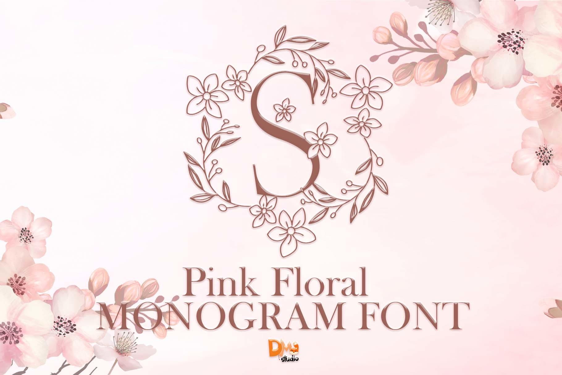 Pink Floral Monogram Font