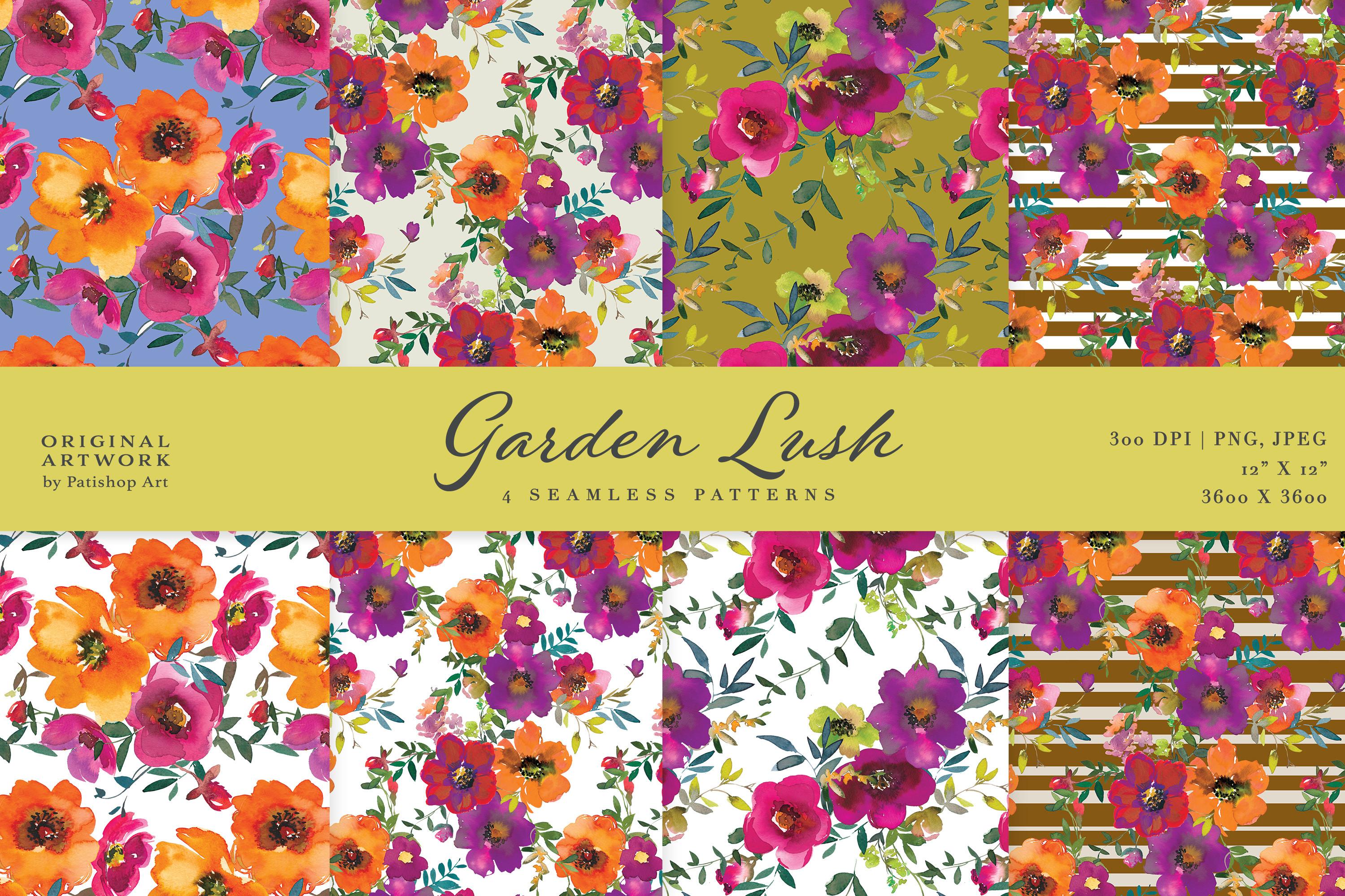 Watercolor Floral Seamless Patterns