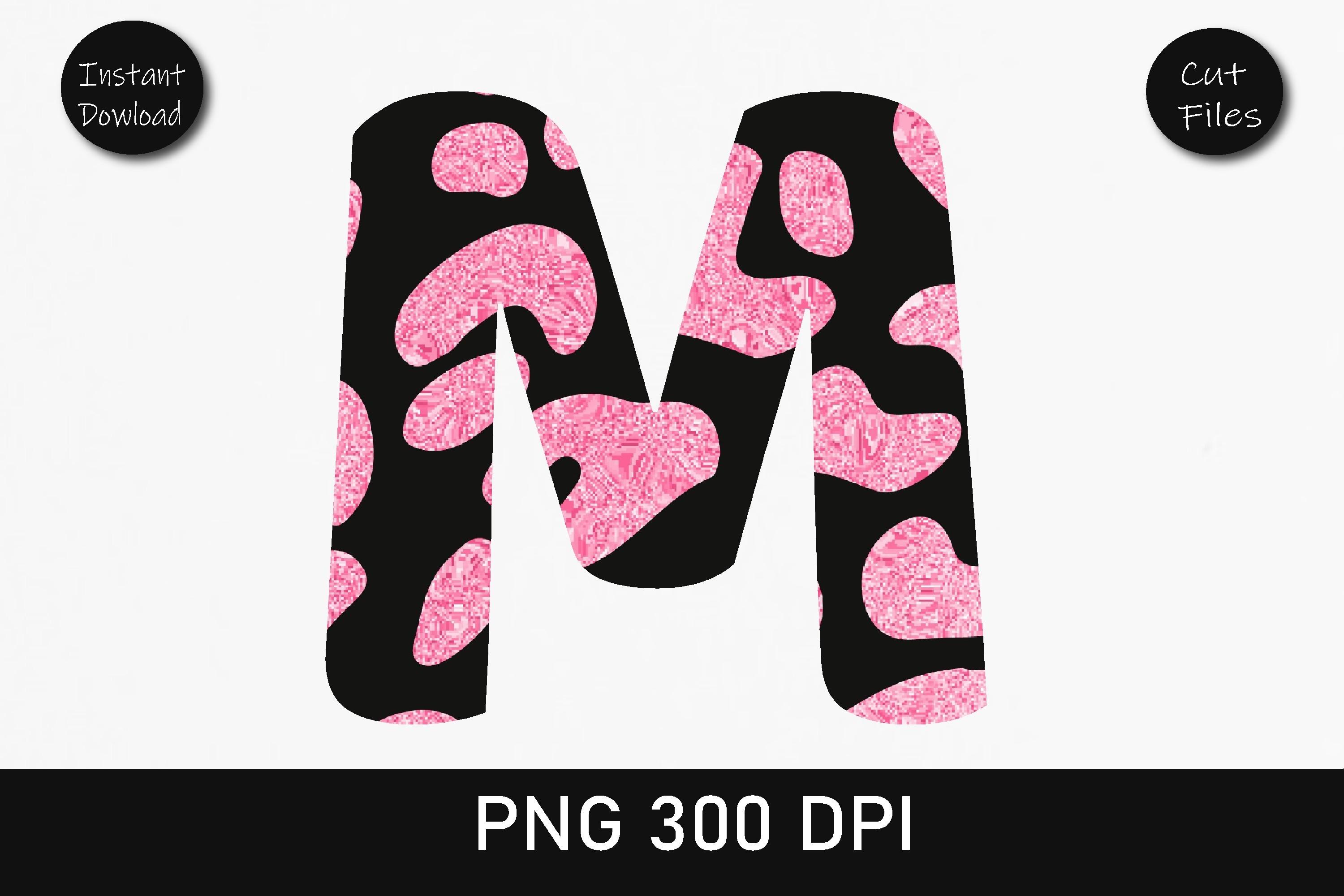 Pink Glitter Leopard Alphabet M