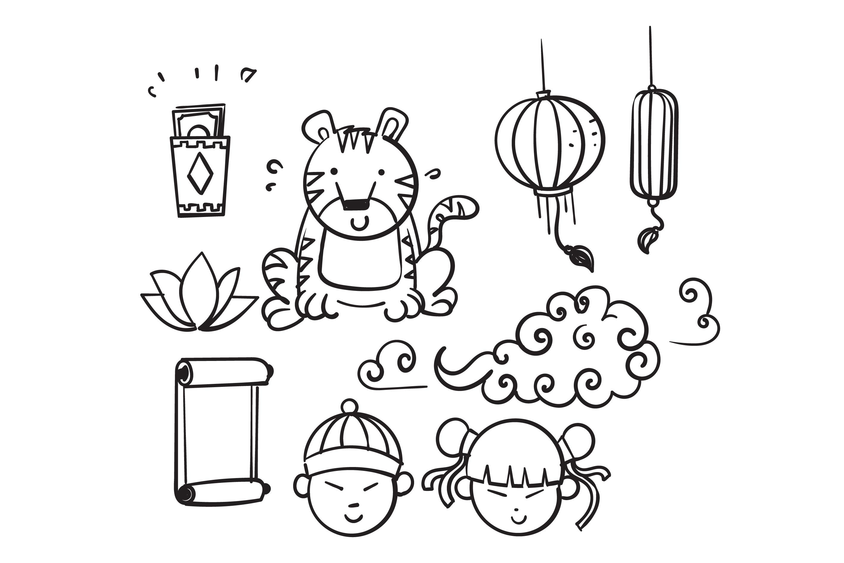 Doodle Chinese Lunar New Year Element
