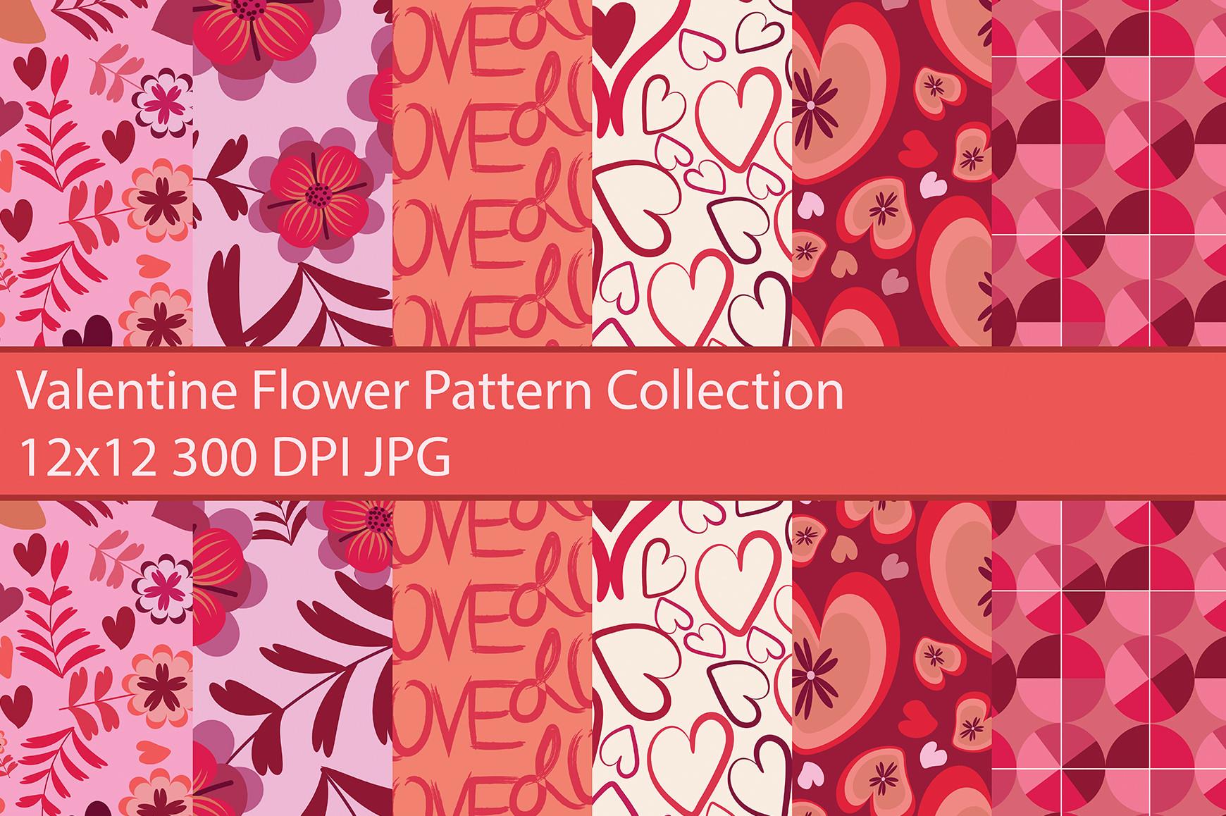 Valentine Floral Pattern Digital Paper