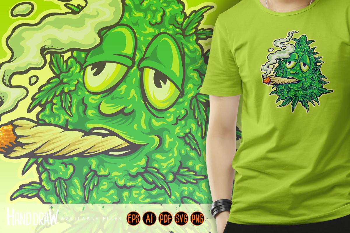 Weed Mascot Smoking Leaf Marijuana SVG