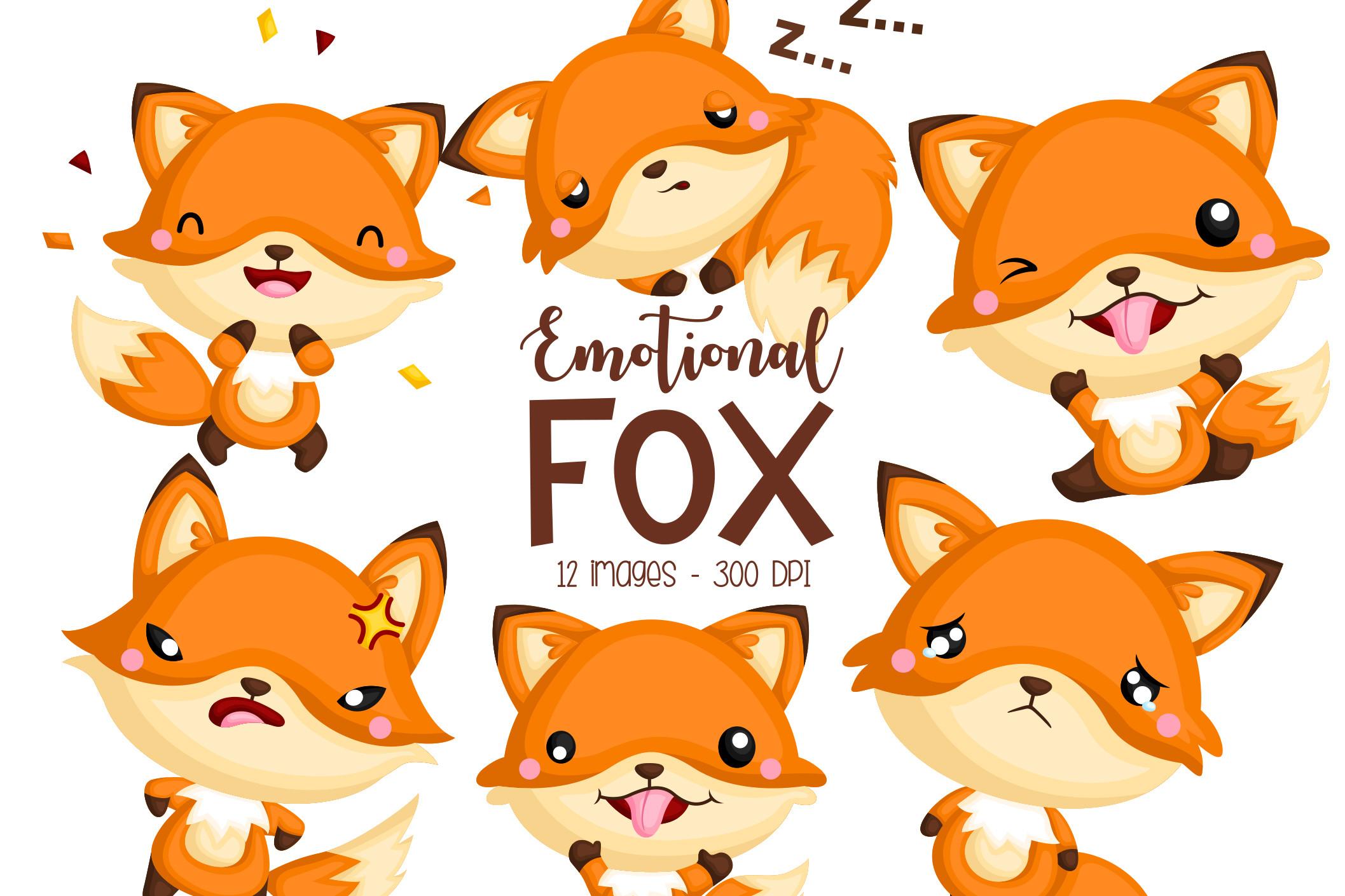Emotional Fox Clipart - Cute Animal