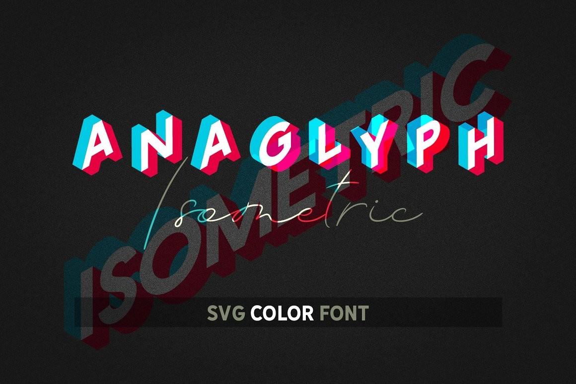 Anaglyph Isometric Font