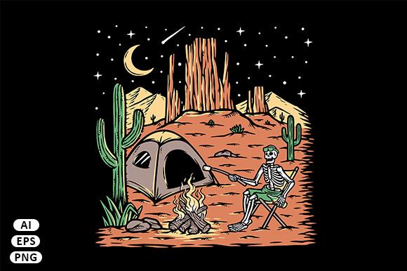 Camping in the Desert at Night