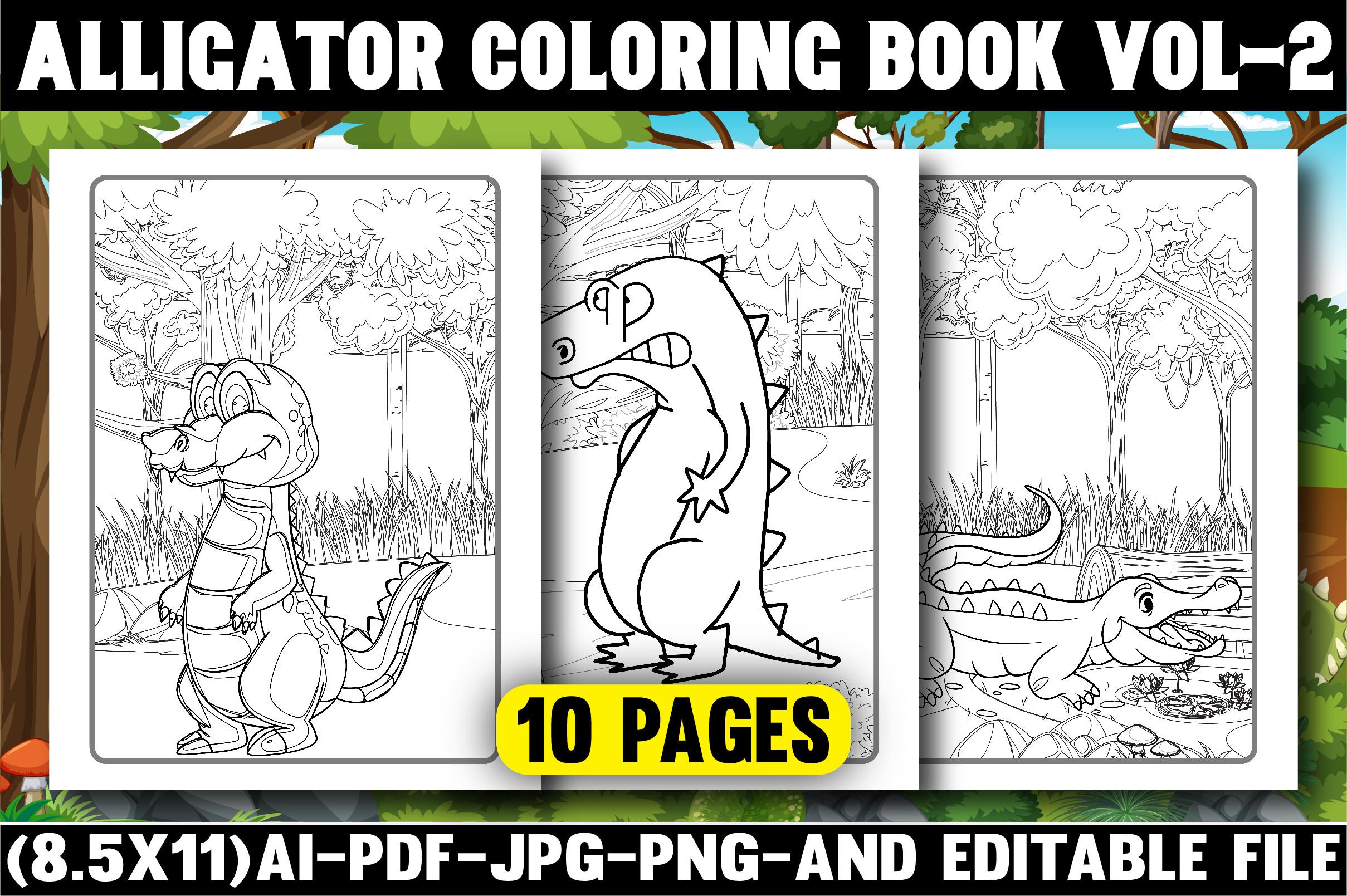 Alligator Coloring Pages for Kids VoL-2