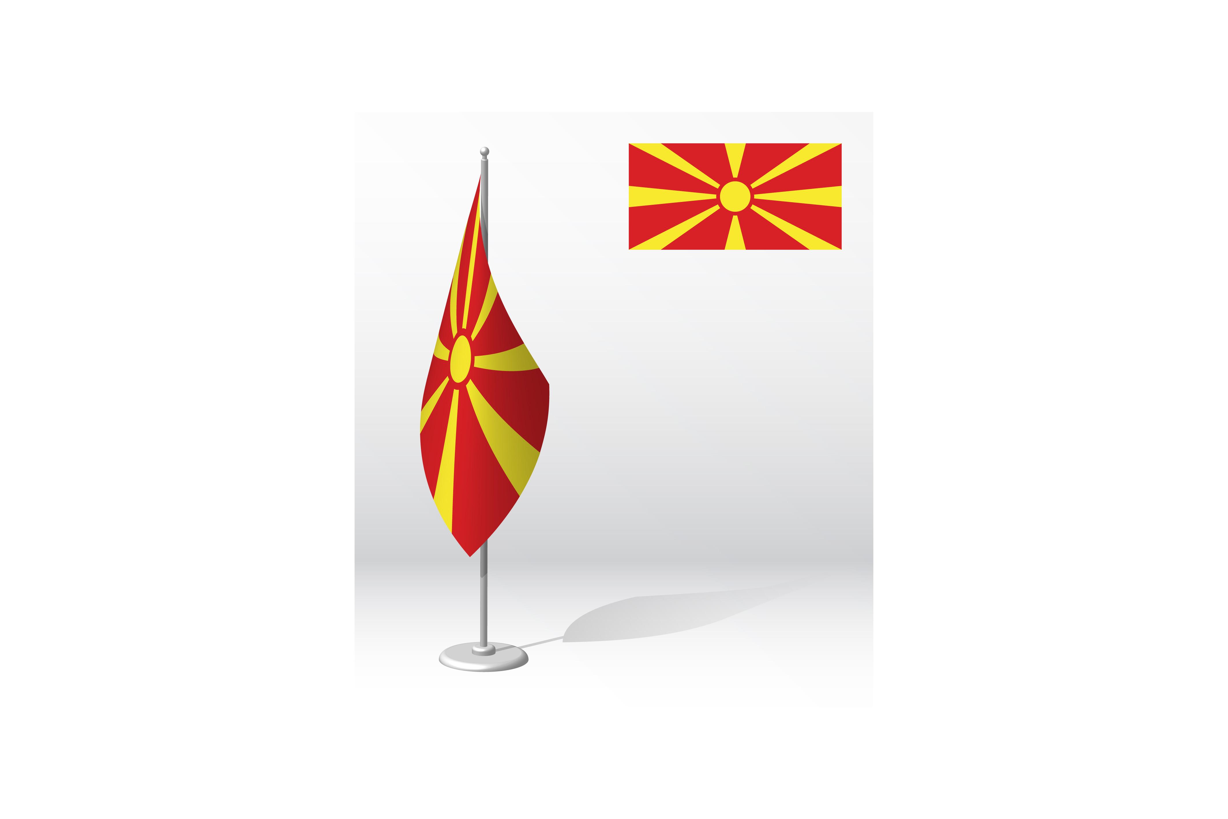 NORTH MACEDONIA Flag on Flagpole for Reg