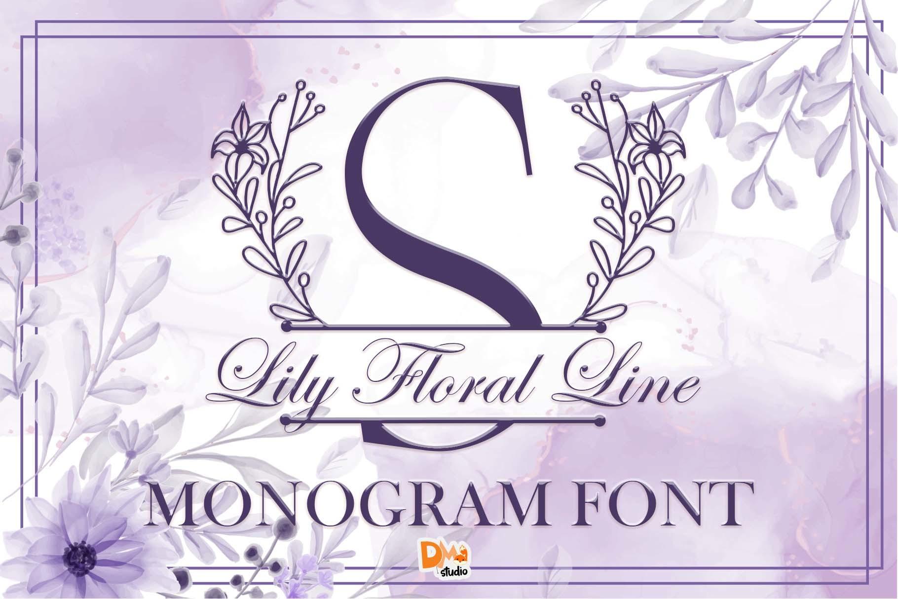 Lily Floral Line Monogram Font