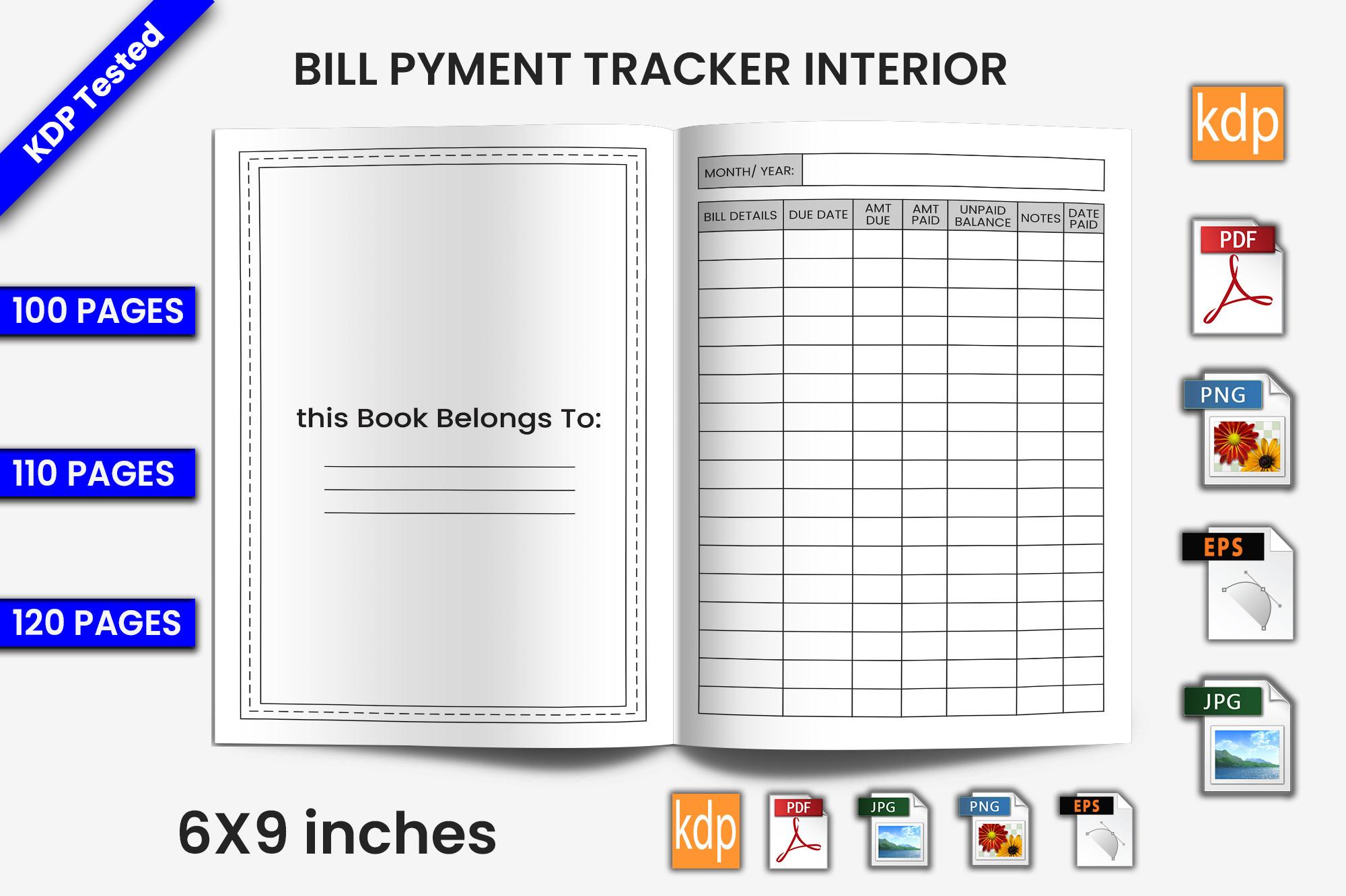 Bill Pyment Tracker Log Book | KDP Inter