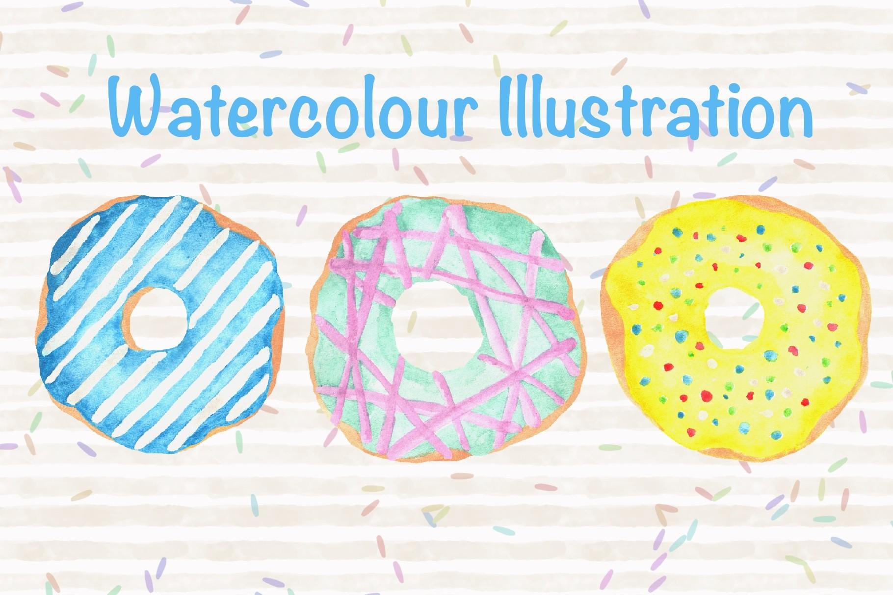Set Watercolor Donuts
