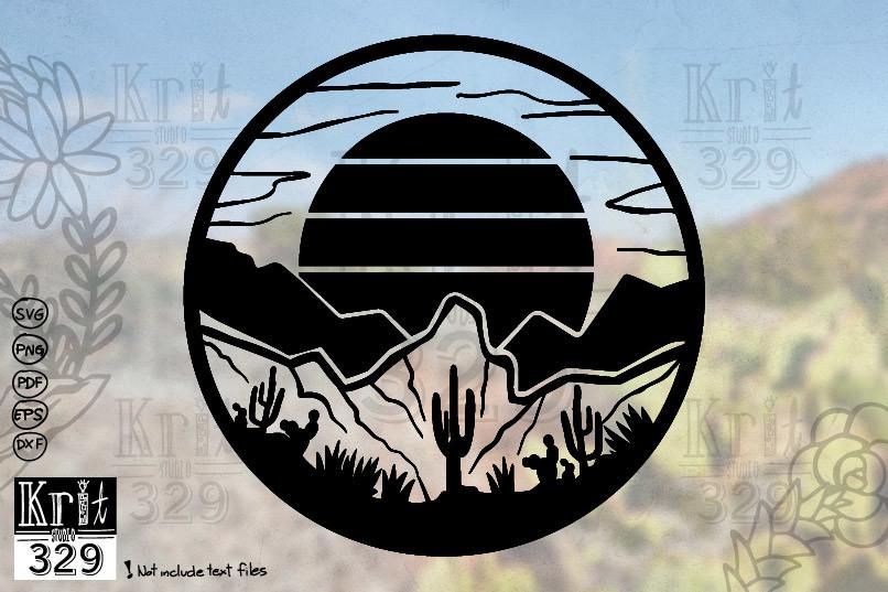 Western Desert Landscape Circle Frame