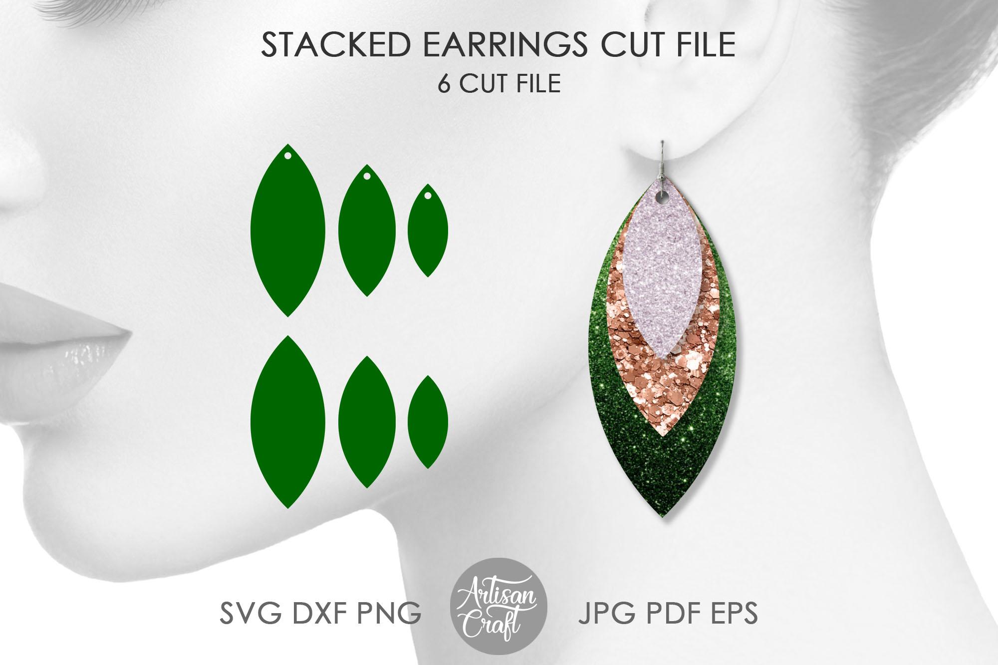 Stacked Earrings, SVG, Faux Leather SVG