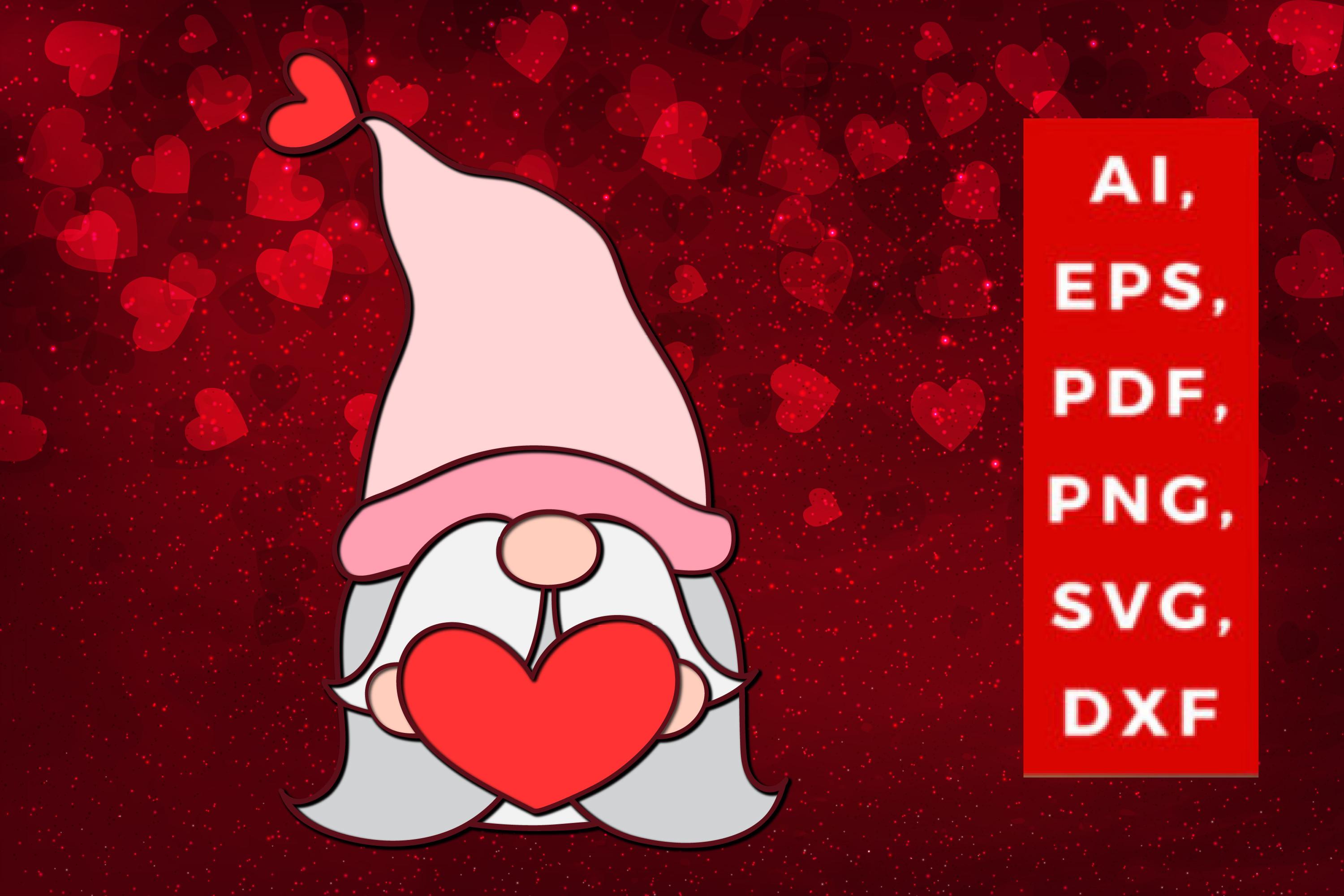 Multi-layer Valentine Gnome Svg Cut File