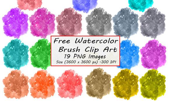 Free Watercolor Brush Clip Art Bundle