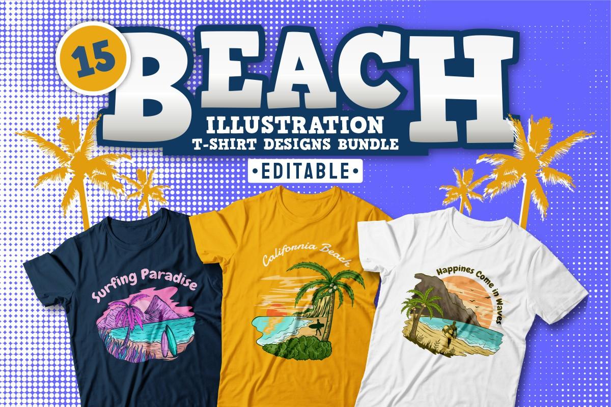 Beach Illustration T-shirt Designs