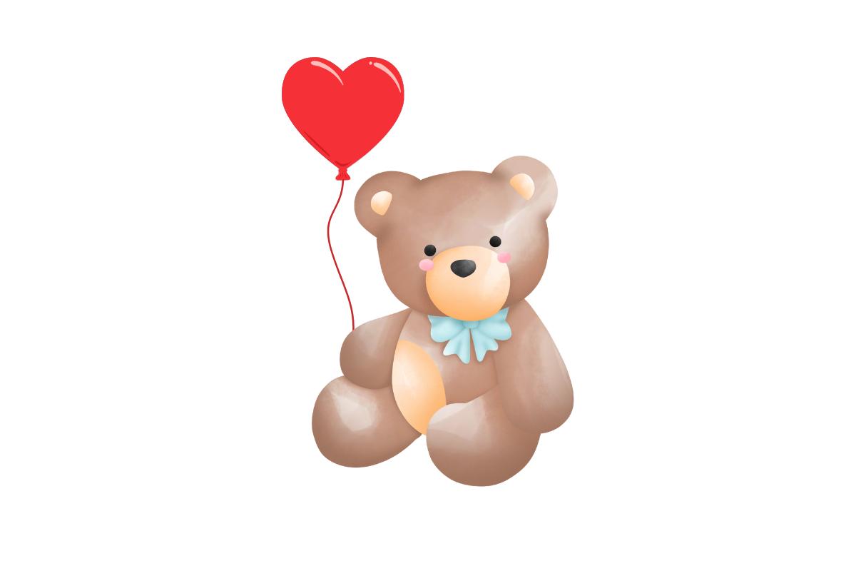 A Cute Teddy Bear Holding a Heart Shaped