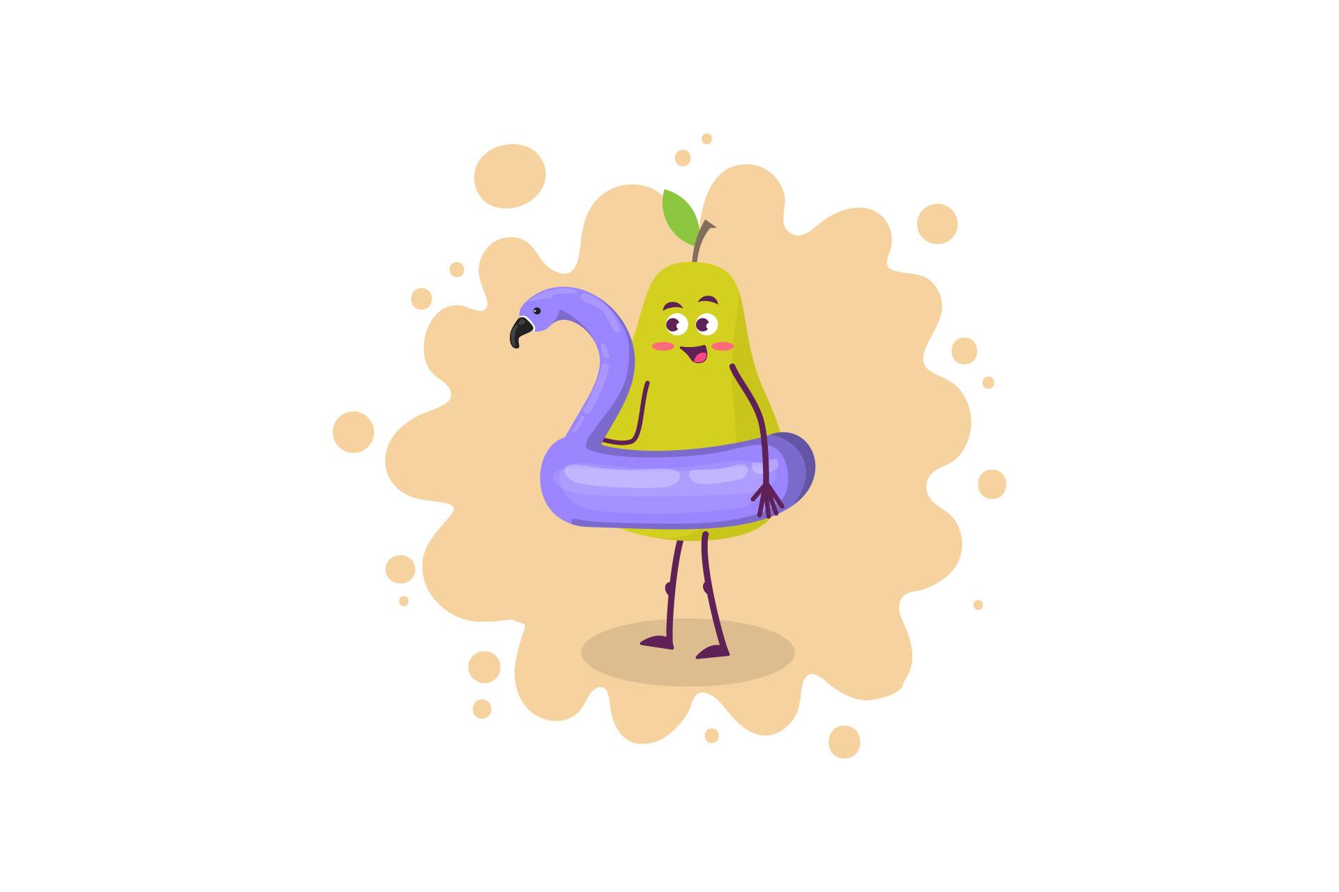 Summer Kawaii Pear with Swimming Tire