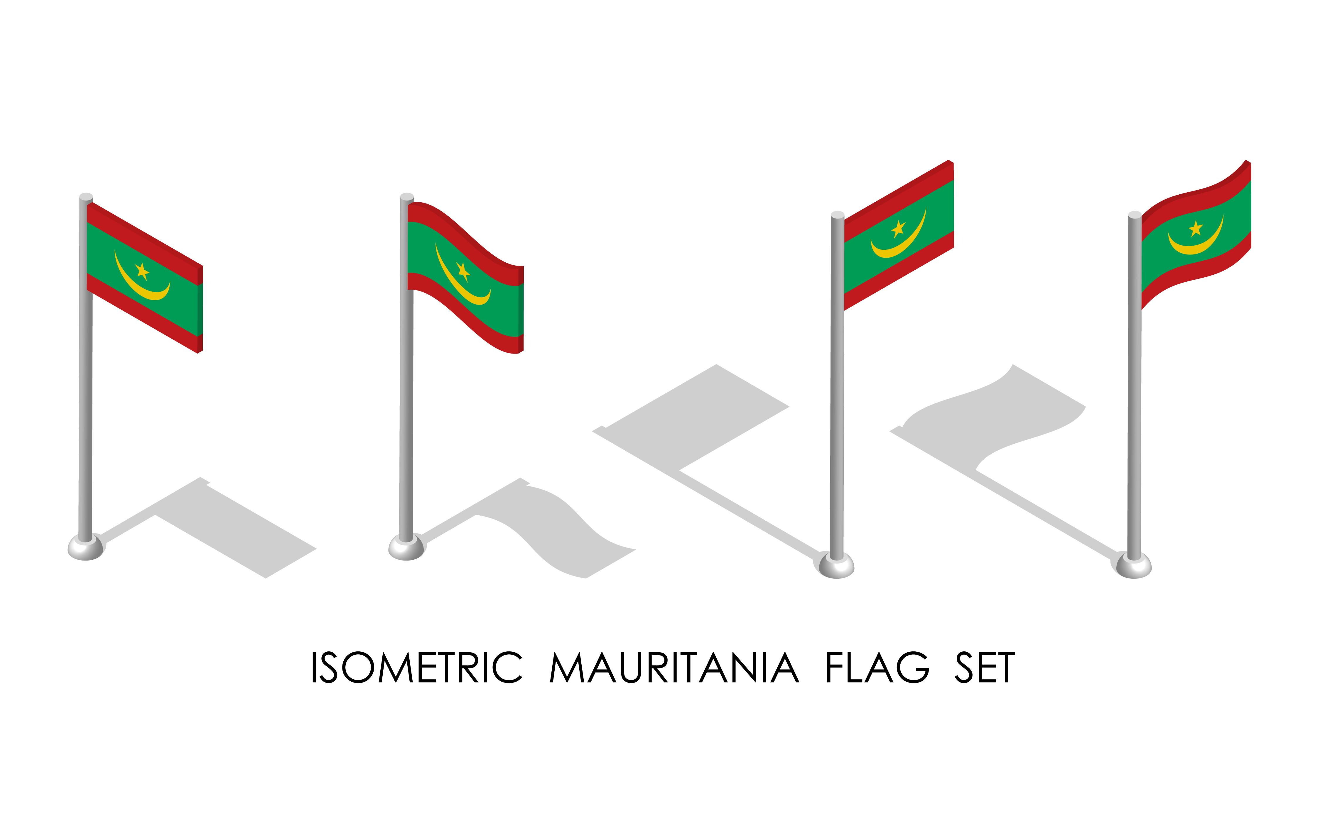 Isometric Flag of MAURITANIA in Static P