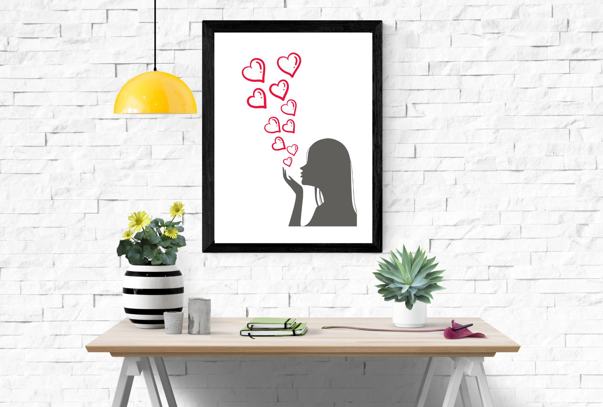 Printable Wall Art - Woman Love Heart