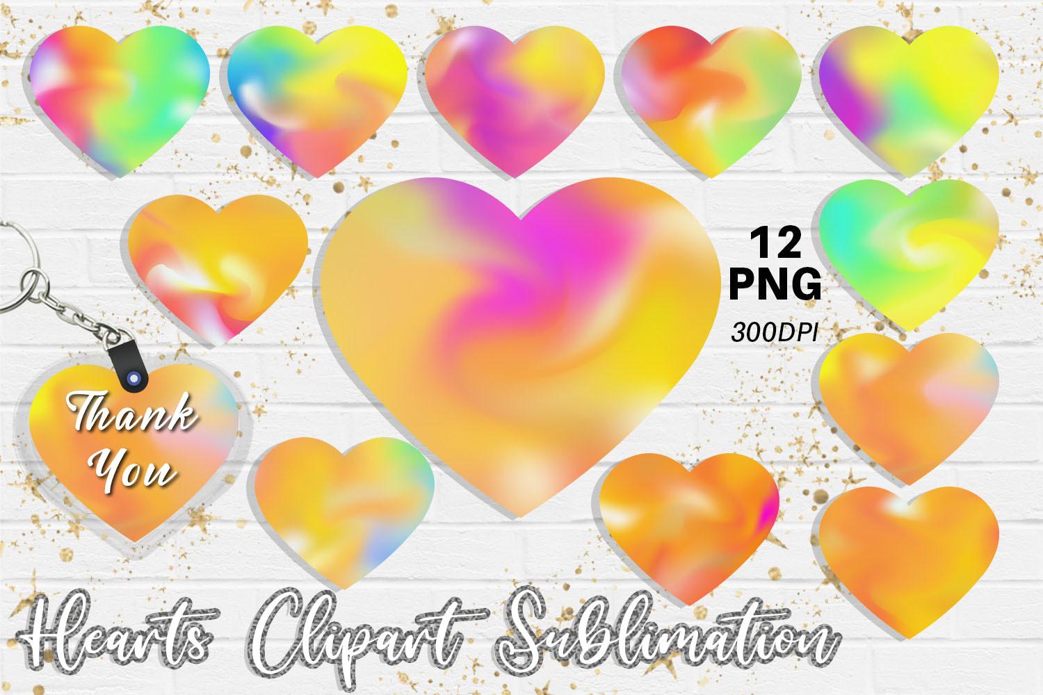 Hearts Sublimation Design Happy Color
